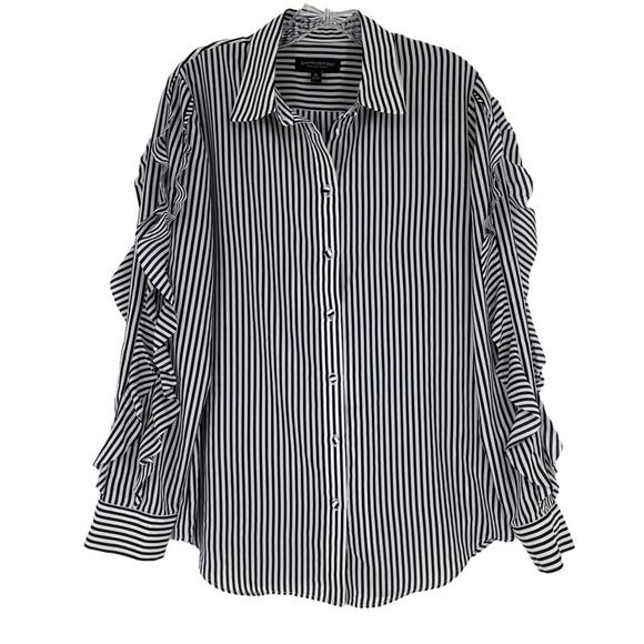 Banana Republic Tops - Banana Republic Dillon Stripe Ruffle Sleeve Blouse Sz Med